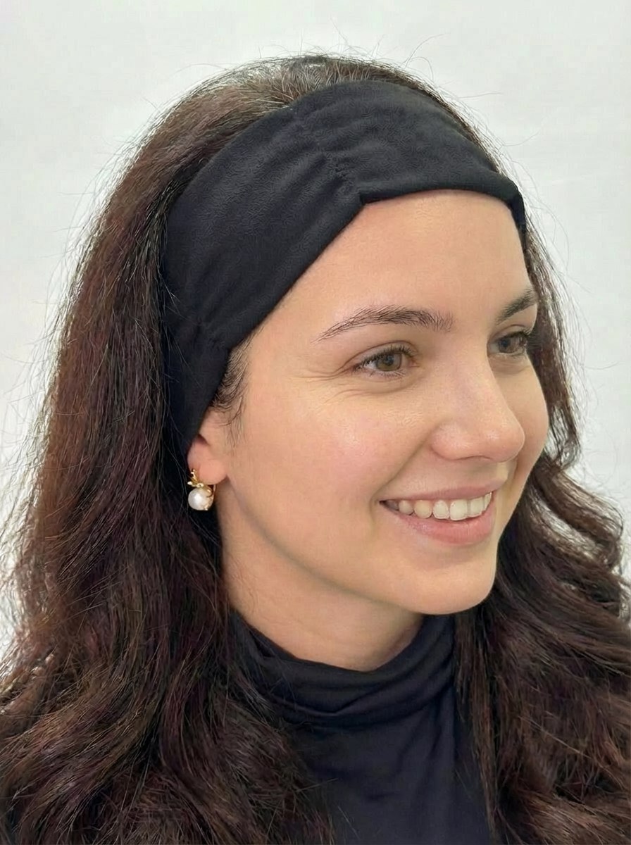 Повязка на голову эко замша цвет черный