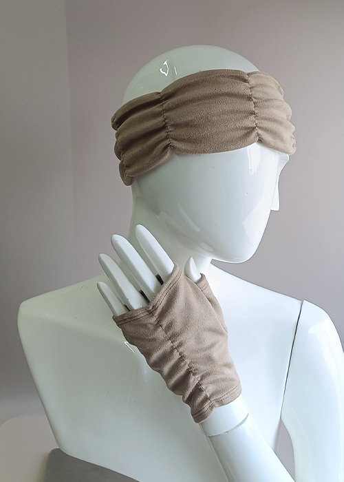 Перчатки митенки женские бежевые