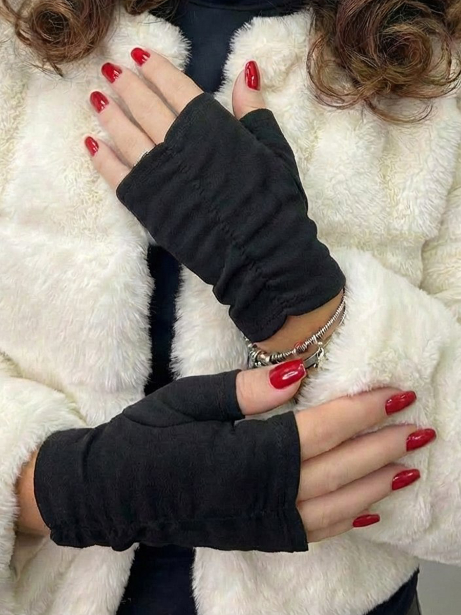 Перчатки митенки женские черные