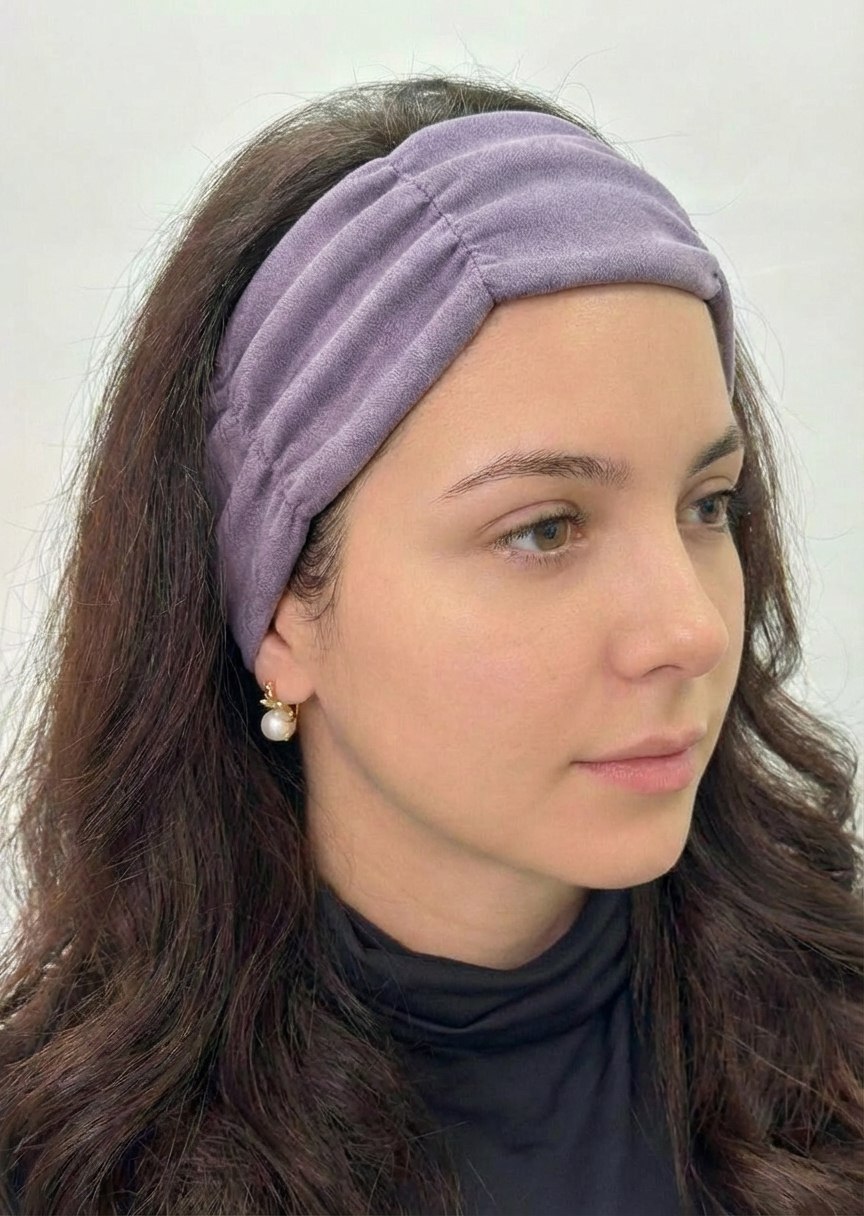 Повязка на голову эко замша розовая