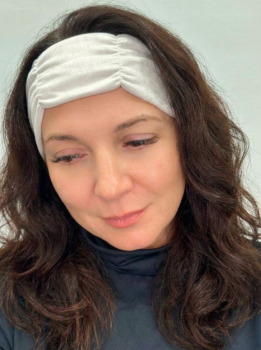 Повязка на голову эко замша цвет молочный