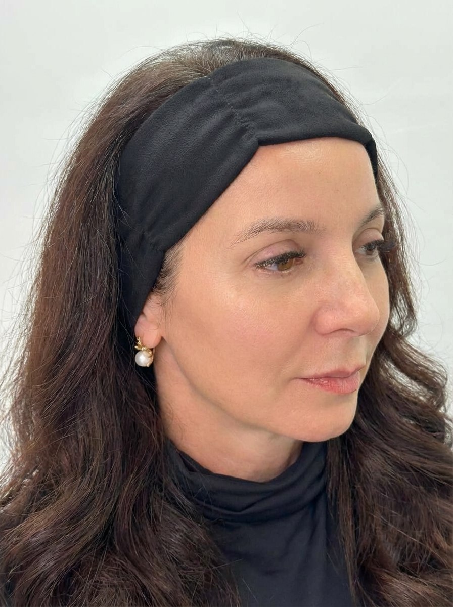 Повязка на голову эко замша цвет черный